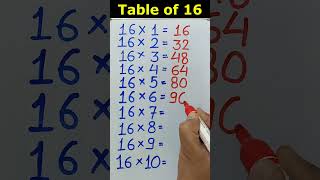 Table of 16, 16 ka pahada, Basic maths #shorts #viral