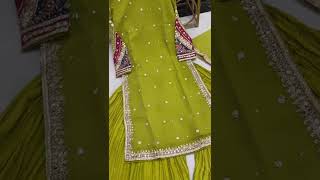 Chiffon Trendy Handwork Straight Shirt With Beautiful Sleeves Work Along With Crush Flapper Plazzo