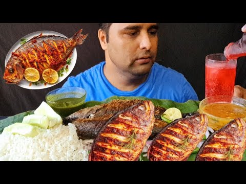 Whole Fish Fry Eating | Asmr Eating Fish Fry | Eating Show | Dal Chawal Eating | #HkEats