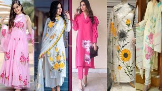 Latest hand painted suit tranding painted suits in 2024 😍🌸🌺 #trending  #fashion