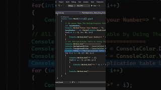 c# multiplication Table (for loop) #shorts #programming #coding #gamedev #indiedev #games #ps5