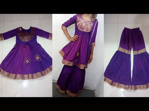 8 years girl sharara dress cutting and stitching video #sharara #Rssewingtutorial #youtubevideos