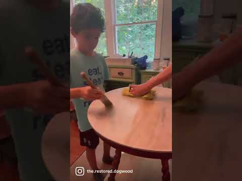 Chalk Painting with Kids // White Washing // Creativity with Kids #shorts #furnitureflip #tutorial