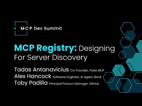 MCP Registry: Designing For Server Discovery Tadas A. (PulseMCP) Alex H.(Block), and Toby P.(GitHub)