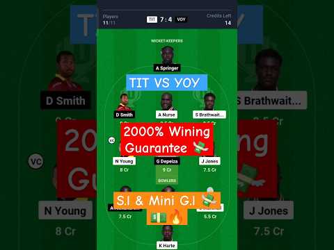 TIT VS YOY Dream 11 Prediction Today Match || West Indies Barbados t10  || YOY VS TIT Dream Team 🔥💸