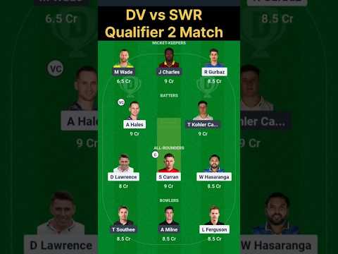 DV vs SWR Dream11 Prediction | DV vs SW Qualifier 2 Match | #Iltt20 #shorts #yt #dream11#ytviral