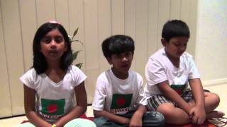 Nehan, Surin and Arith singing "amar vaiyer rokte rangano ekushe february"