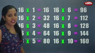 Table of 16 in Hindi | 16 का पहाड़ा | Multiplication Tables Hindi | Learning Video | Pebbles Hindi