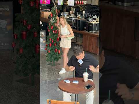 Insane card stretching trick in Starbucks 🤯🃏 #shorts