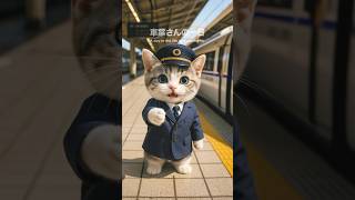 「むぎの車掌さんの1日に密着🐱🚄」#猫 #動物 #cat #バイト #cute #マンチカン