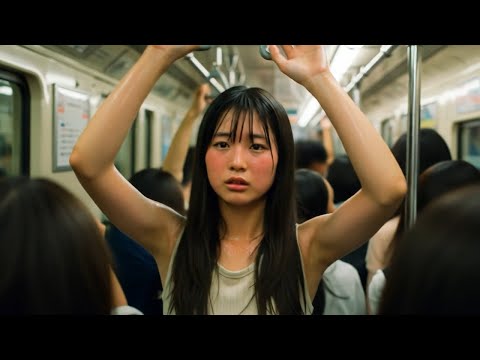 エアコン壊れた真夏の電車内。OL。