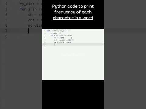 python code to print frequency of each character in a word. #learntocode #python