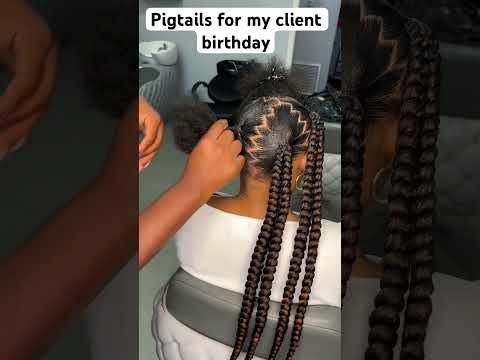 My clients wanted pigtails for her birthday |braid tutorial #hairstyles  #haircare  #protectivestyle