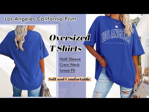 Fazortev   Womens Oversized Los Angeles California T Shirts Half Sleeve Summer Loose $19.99 link 👇