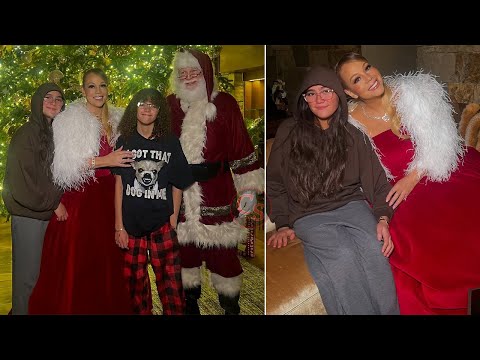 Mariah Carey Poses With Her Kids Twins Moroccan & Monroe in Family Christmas Snaps