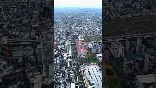 View of Osaka, Japan atop the Haruka 300 Observatory Deck inside Abeno Harukas.