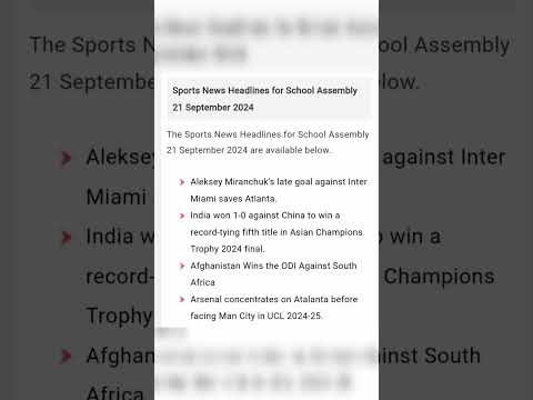 News headlines for school assembly 21st September 2024..#schoolassembly #schoolnewstoday