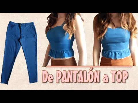 DIY - How to turn a pair of jeans into a crop top