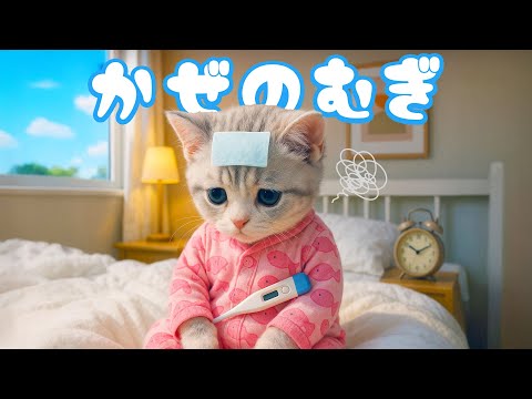 【社畜ねこのむぎ】ハクション!!風邪をひいてしまったむぎの一日に密着🐱🤧