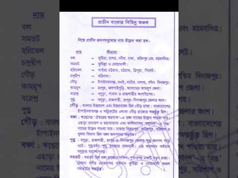 প্রাচীন বাংলার বিভিন্ন অঞ্চল #bcs
