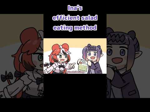 Ina's efficient salad eating method and Bae's sadness over it【Hakos Baelz/Ninomae Ina'nis/hololive】