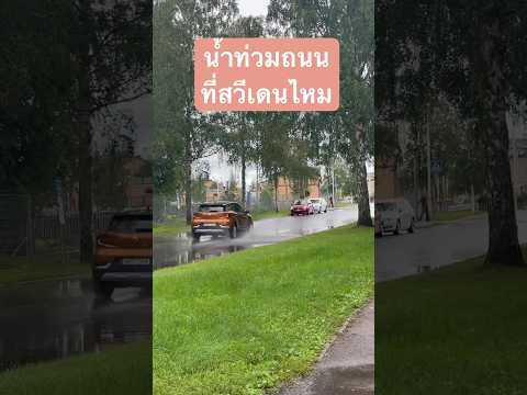 #ฝนตกหนัก #น้ำท่วมถนน เหมือนกันนะ นี้ตกแต่ 30 นาที ถ้าตกแบบที่ไทย ท่วมทั้งเมือง #ฤดูร้อน #สวีเดน