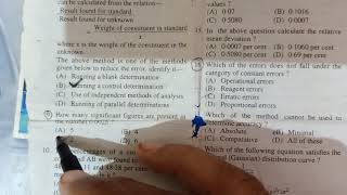 MCQ Industrial Analysis/Data Analysis Accuracy, precision, Errors