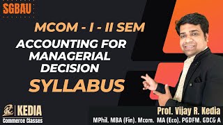 MCom I Year II Sem - Syllabus of Accounting for Managerial Decisions |#sgbau | #amravatiuniversity