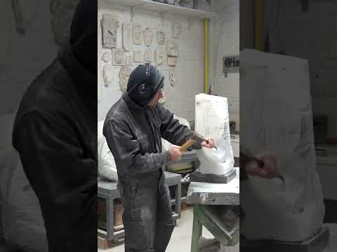 Traditional stone carving - Roughing out a block of marble