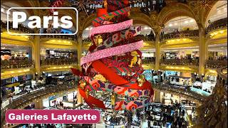 Paris, France - Christmas walk in Paris, Boulevard Haussmann, Galeries Lafayette - Paris 4K HDR