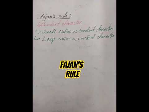 Fajan's Rule ||covalent character ||💥💥