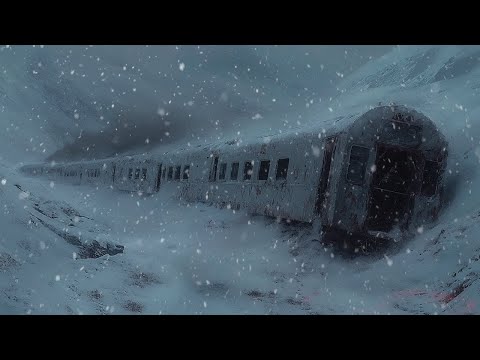 Snowstorm Sounds in old train station at Night | Relaxing Blizzard and Howling Winds | Dimmed Screen