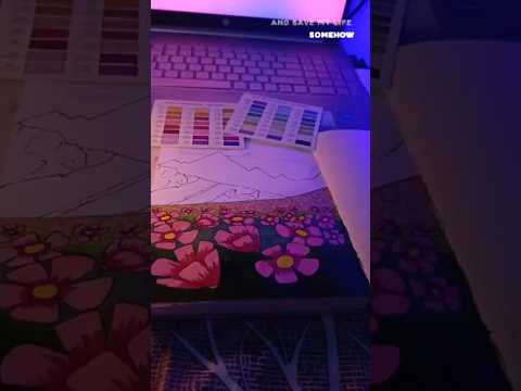 Dreamy Fields of Flowers 🌸✨ | Relaxing Art Tutorial with Dreamy Night❤✨ #relaxing #drawing