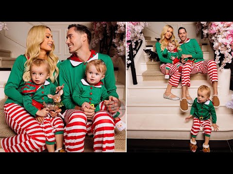 Paris Hilton Poses With Her Kids & Husband in Matching Pjs in Family Christmas Snaps