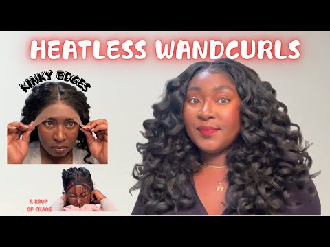 *New* HEATLESS WAND CURLS! Sensationnel Y- Part Wand Curl 20 Wig + Kinky Edges Natural Synthetic Wig