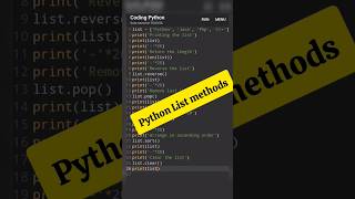 Python list methods #itzrafiq #computerscience #python #pythontricks #pythonforbeginners #pythonlist