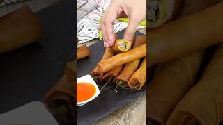 Crispy, spicy, and tasty Dynamite Lumpia with chili pepper and pork filling #shorts  #recipe
