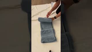 Towel folding hack closet space saving solution #foldinghacks #closetorganizing #spacesaving #viral
