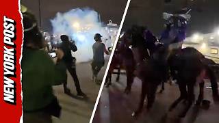 Anti-ICE Protesters Met with Tear Gas and Horse mounted Police Outside Delaney Hall Detention Center