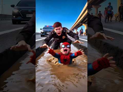 Police help Spider-Man's son #avengers​ #ironman​ #sirenhead​ #shorts​
