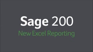 Sage 200 2015 Excel Reporting