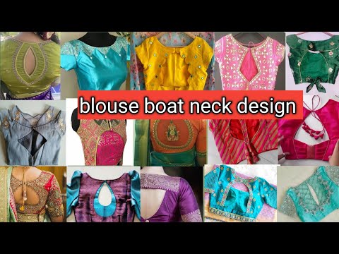 Boat neck blouse designs photo /boat neck blouse designs front and back latest / Boat neck