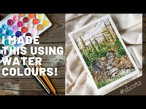 Drawing forest mountains ! ✨🌴#shorts#watercolours