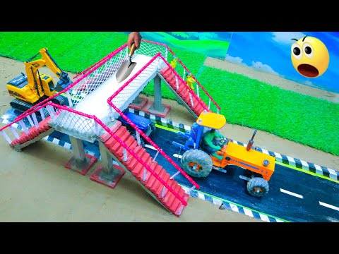 diy mini tractor making sky bridge construction science project @funnycreatorP
