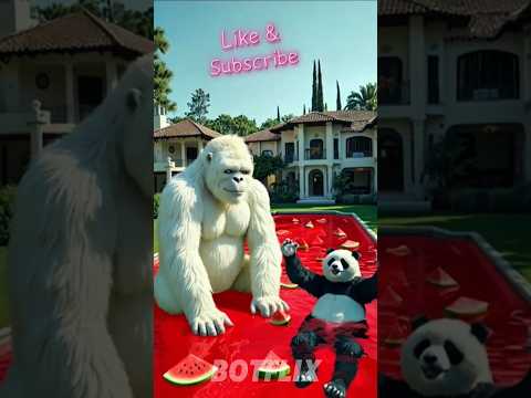 Funny Panda Story: Baby Panda Steals King Kong's Juice Pool! 😂🍉