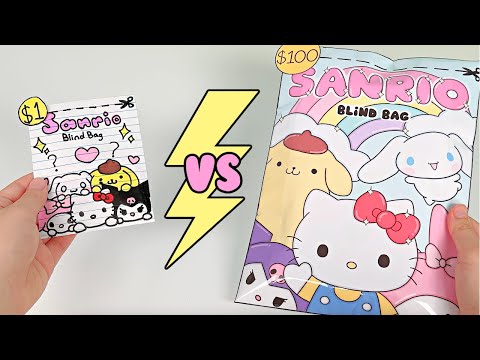 $1 VS $100 Sanrio Blind Bag Paper DIY | ASMR