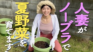 【ノーブラ】人妻が野菜の種まきをしていたら...