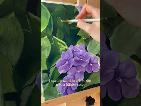 "How to Paint Leaves" | Part 7: Purple Flowers #paintinginspiration #paintingprocess #arttips