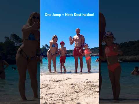 One Jump = New Country 🌍 Family Travel Jump Transition Challenge #Shorts #familyholiday