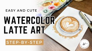 Heart Latte Art Watercolor Tutorial - Easy Valentine's Day Card